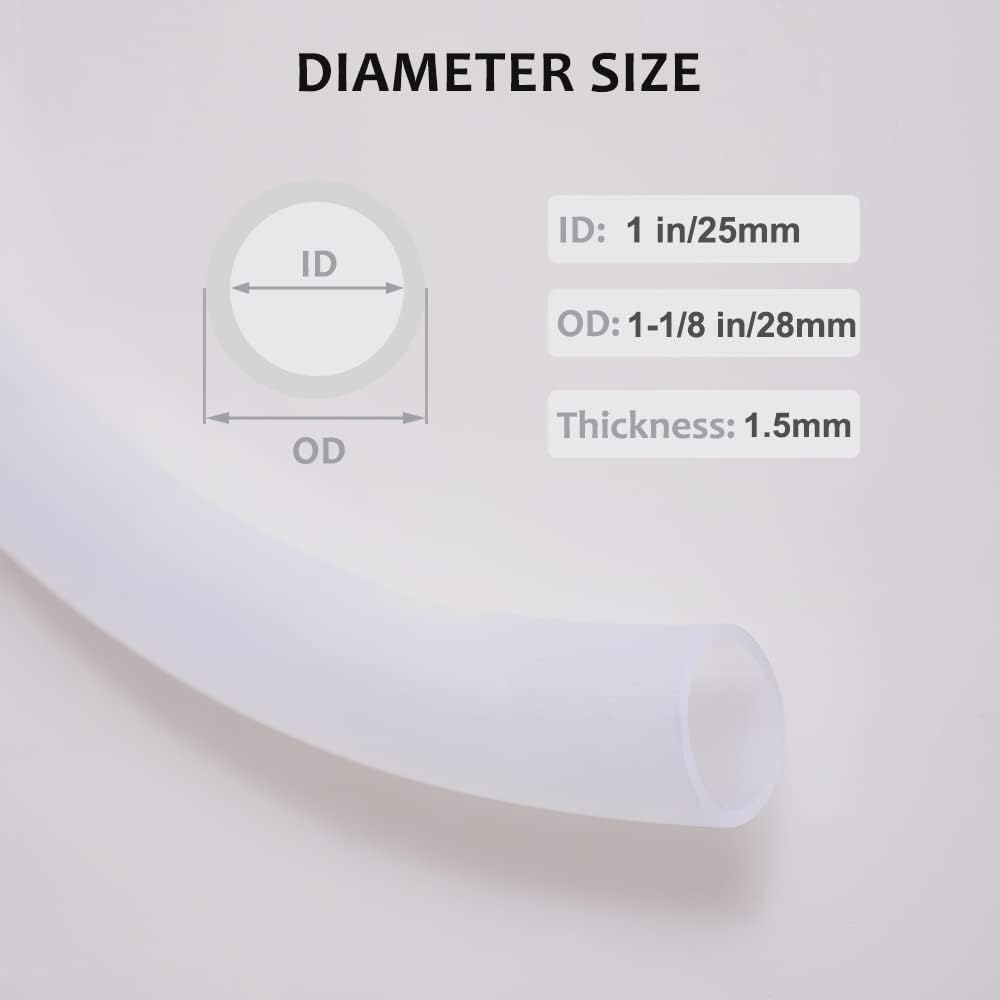 Translucent silicone tubing, 1 inch ID